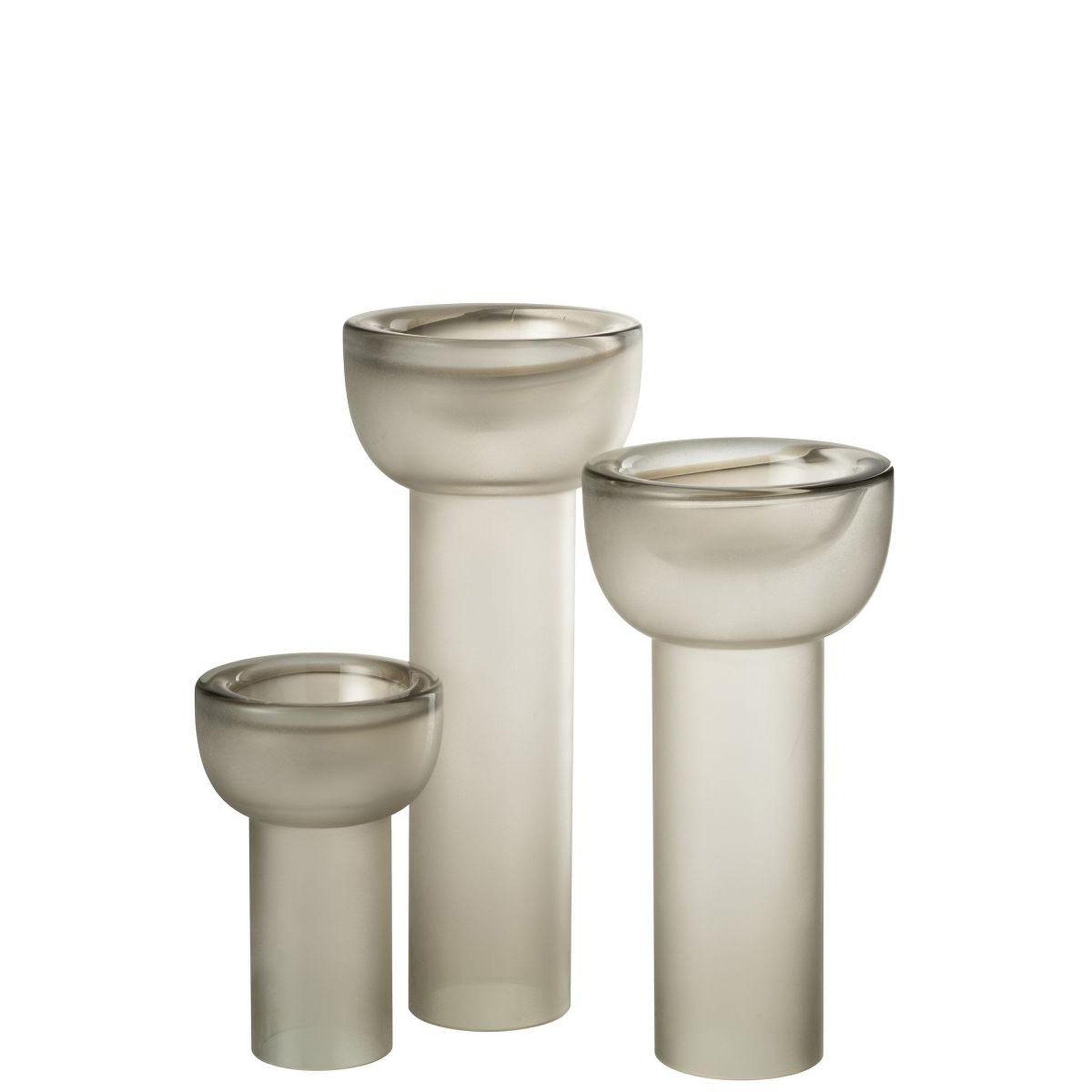Voir la diapositive 6 : J-LINE Vase chandelier en verre  yoko  32cm grège