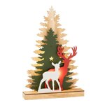 Paris Prix Déco Renne à LED en Bois  Hiver  44cm Multicolore
