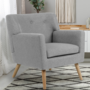 Voir la diapositive 2 : ID MARKET Fauteuil scandinave LIV en tissu gris chiné