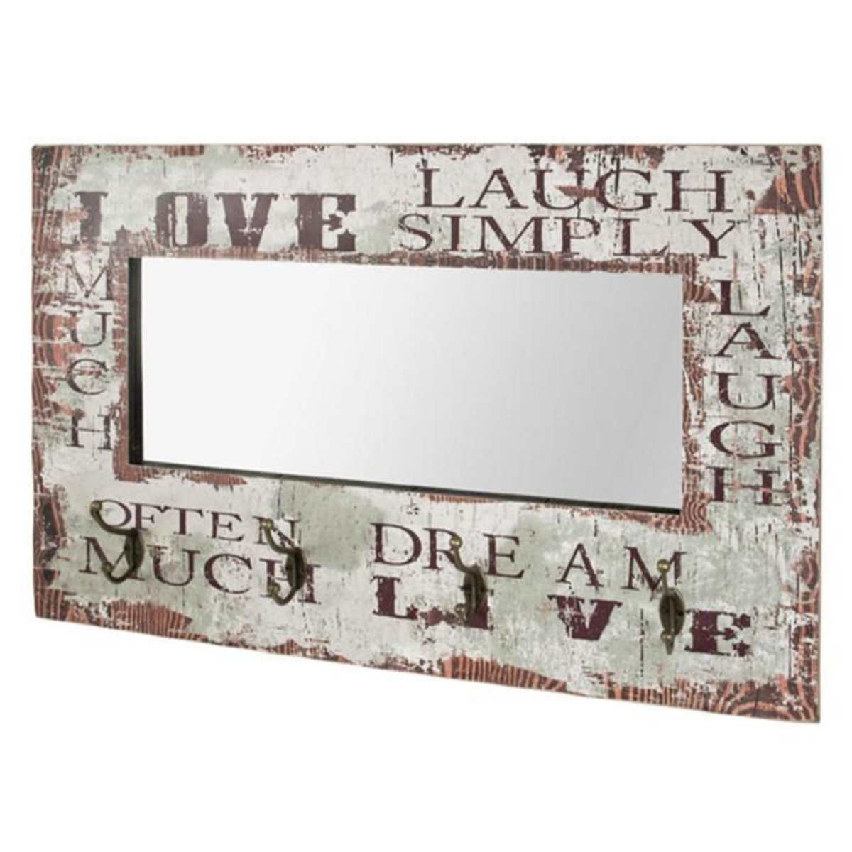 Paris Prix Patère Murale & Miroir  4 Crochets  80cm Naturel