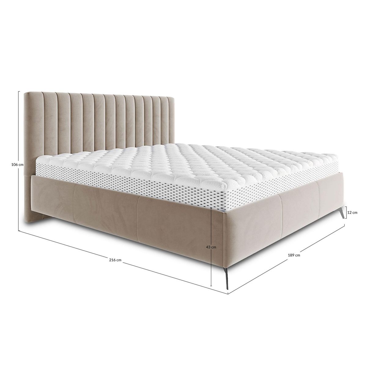 BEST MOBILIER Mendoza - lit coffre - 180x200 - sommier inclus - en velours