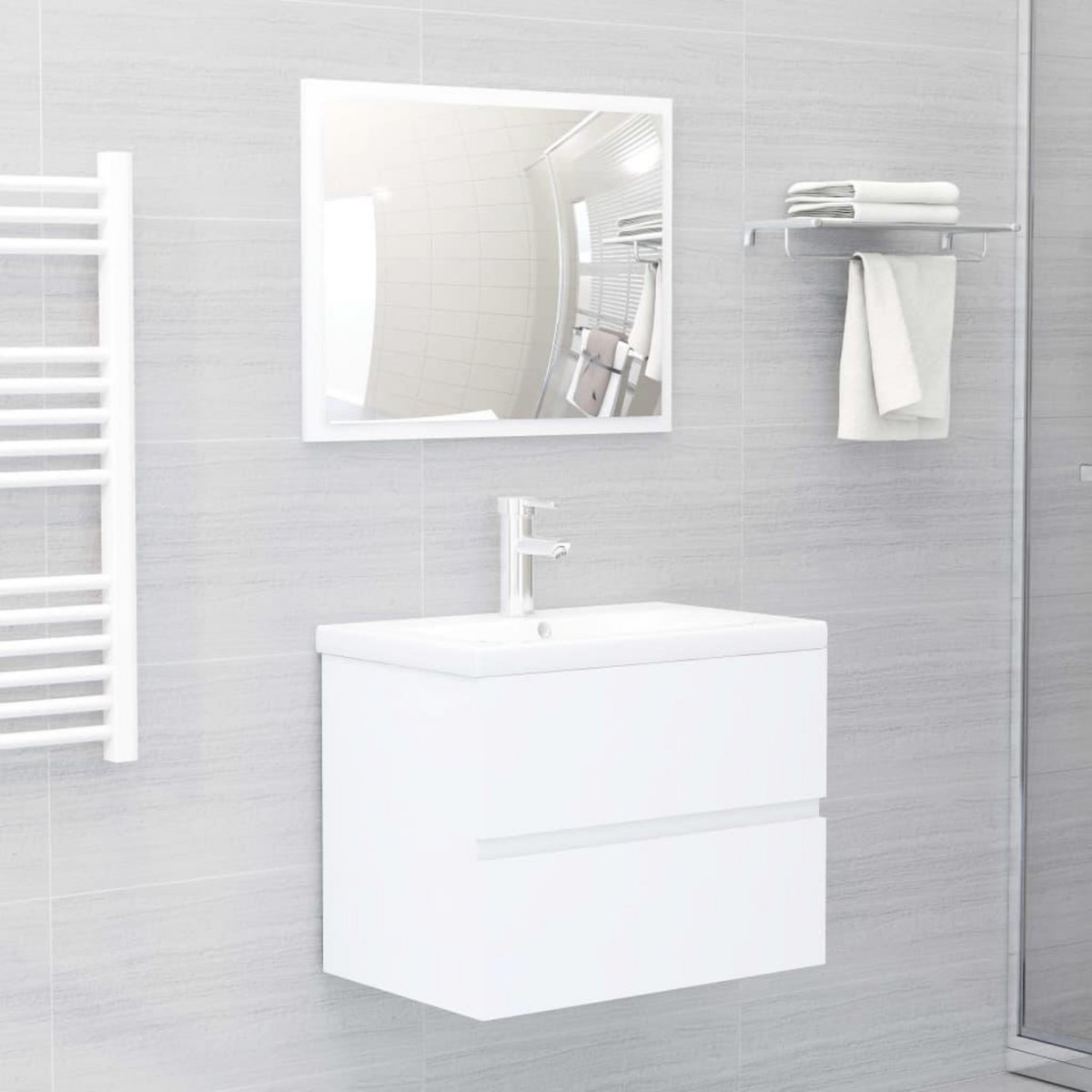 VIDAXL Meubles de salle de bain blanc bois d'ingenierie