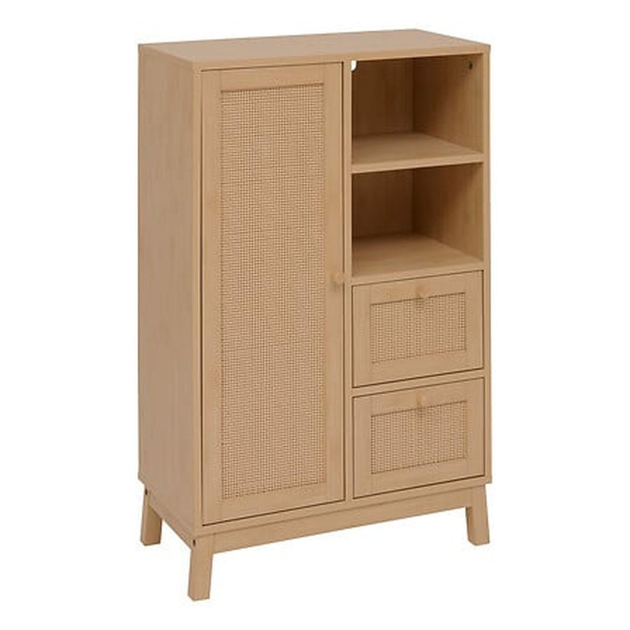 FIVE Meuble de rangement en rotin 2 tiroirs et 1 porte cane - marron