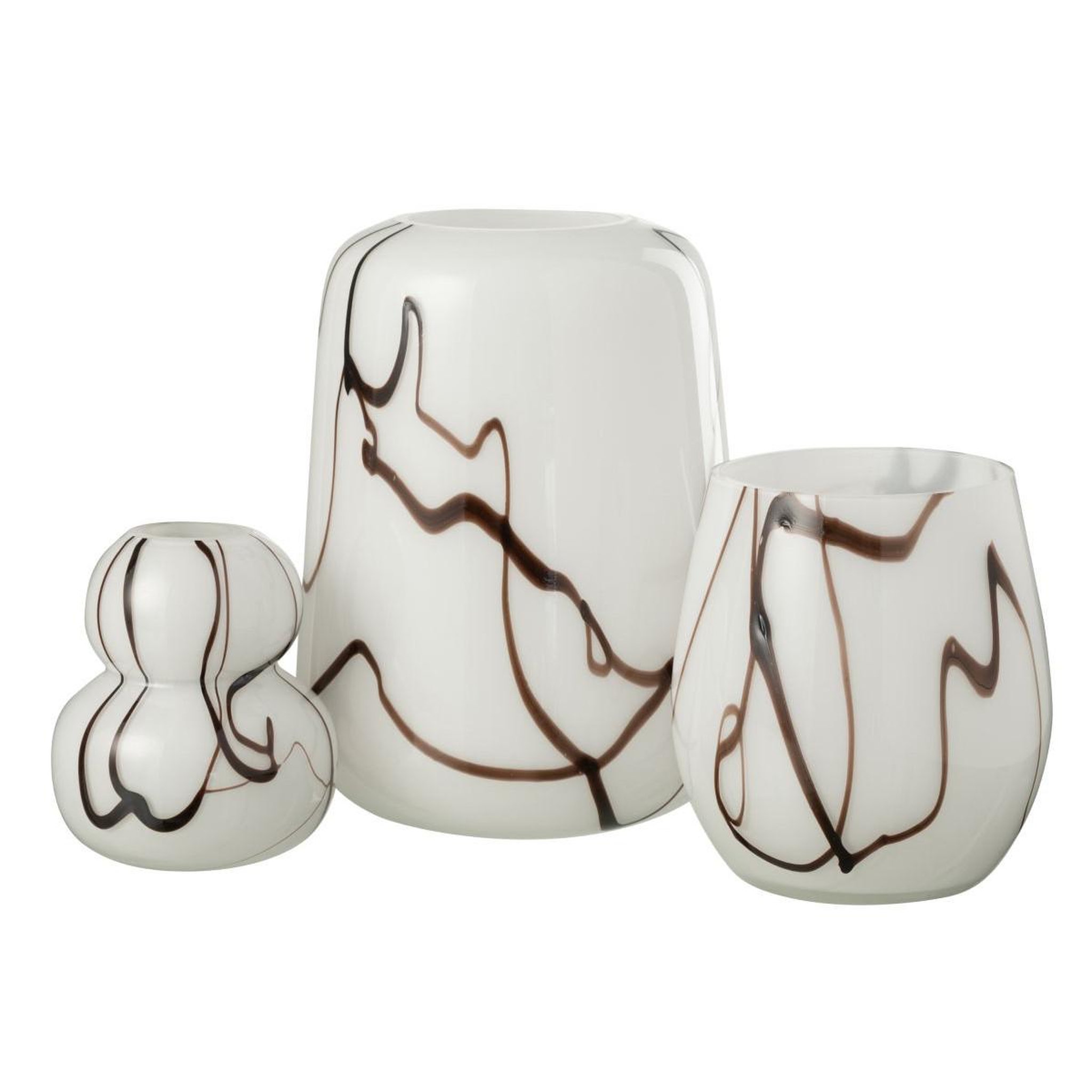 Voir la diapositive 4 : J-LINE Photophore en verre  effet fumé  14cm blanc