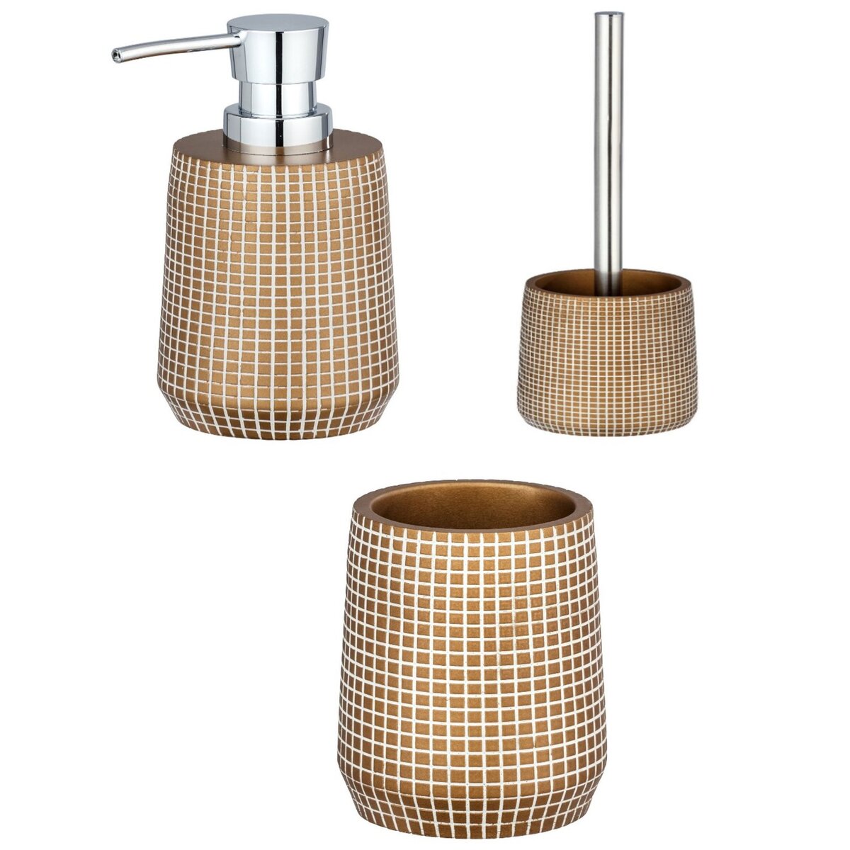 TOILINUX Set d'accessoires de salle de bain design Ohrid - Doré