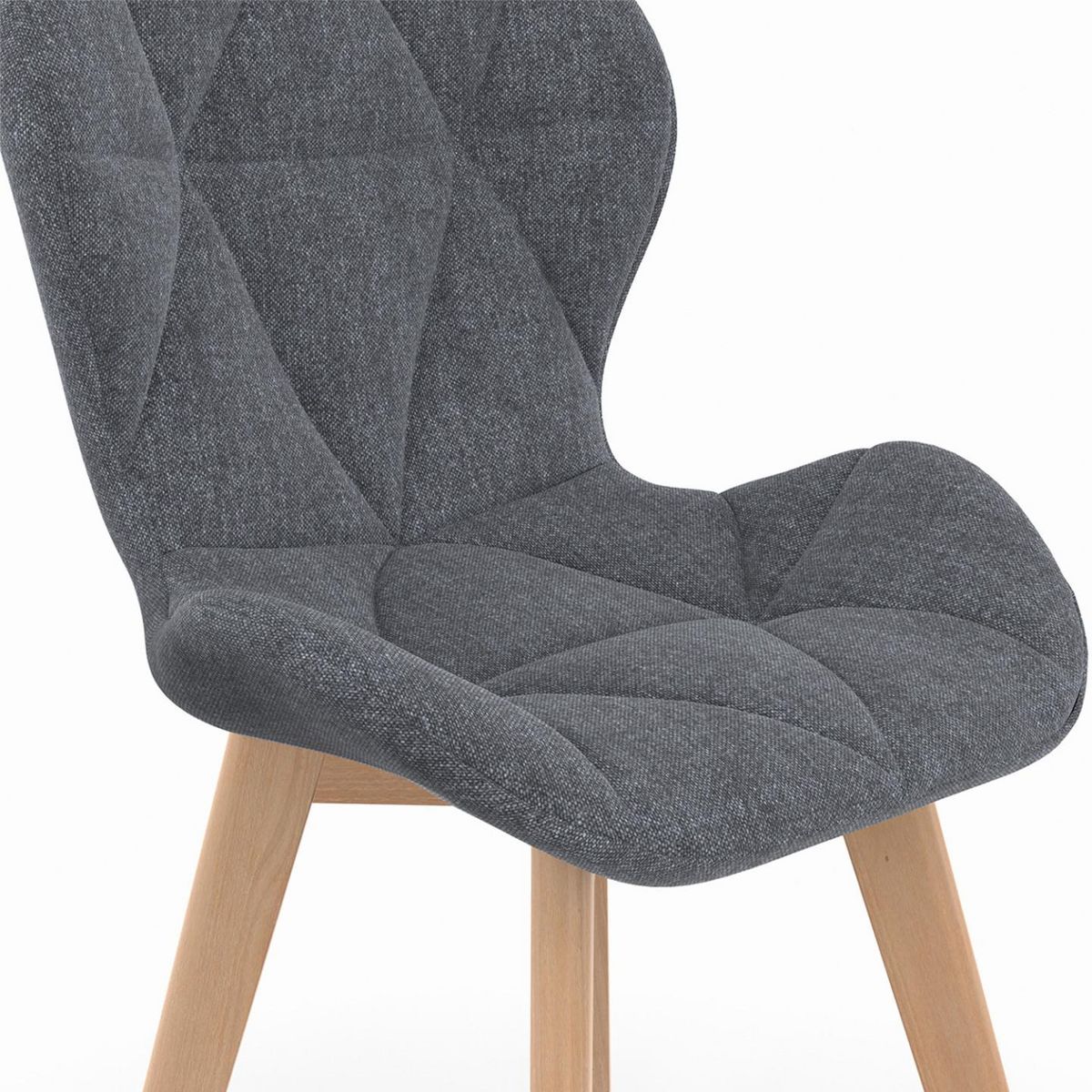 ID MARKET Lot de 6 chaises ROBINE en tissu gris foncé pour salle à manger