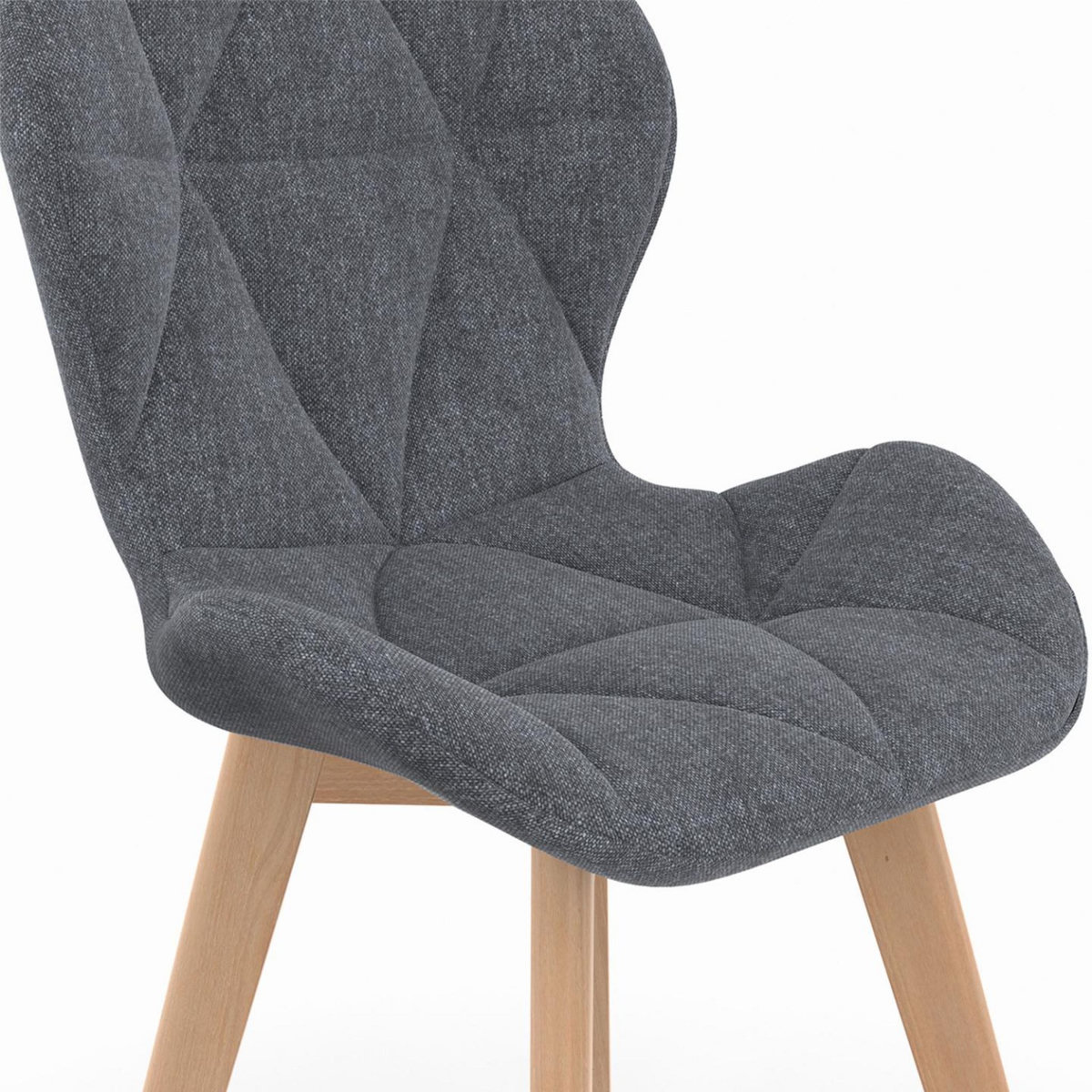 ID MARKET Lot de 6 chaises ROBINE en tissu gris foncé pour salle à manger