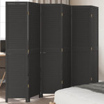 VIDAXL Cloison de separation 6 panneaux noir bois de paulownia massif