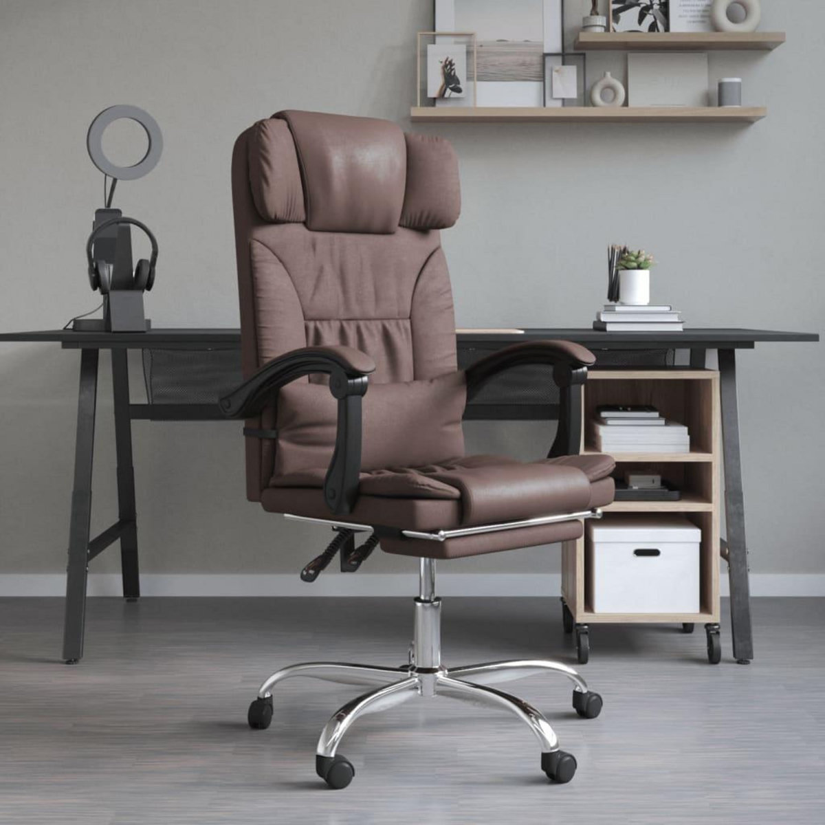 VIDAXL Fauteuil de massage inclinable de bureau Marron Similicuir
