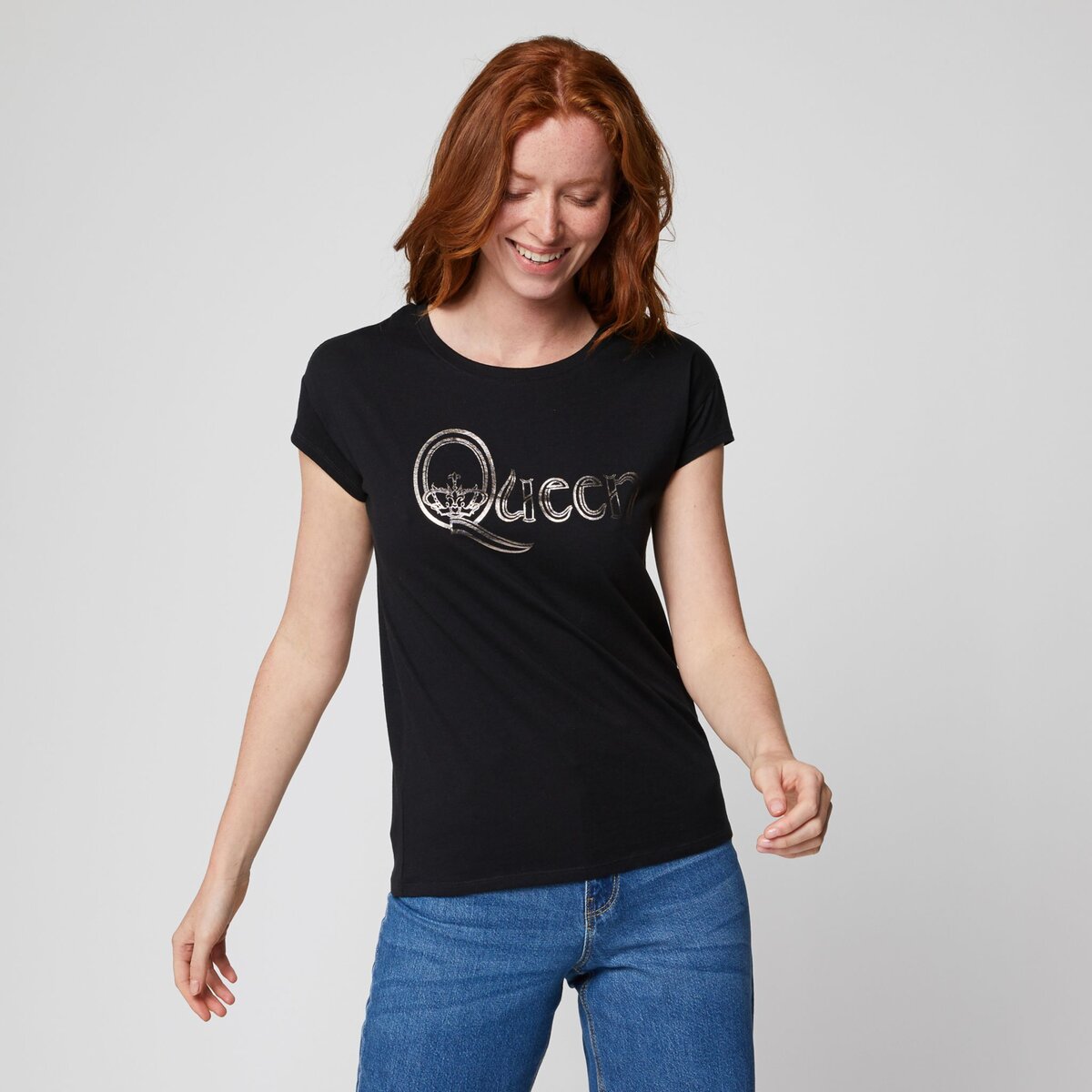 INEXTENSO T-shirt manches courtes noir femme Queen