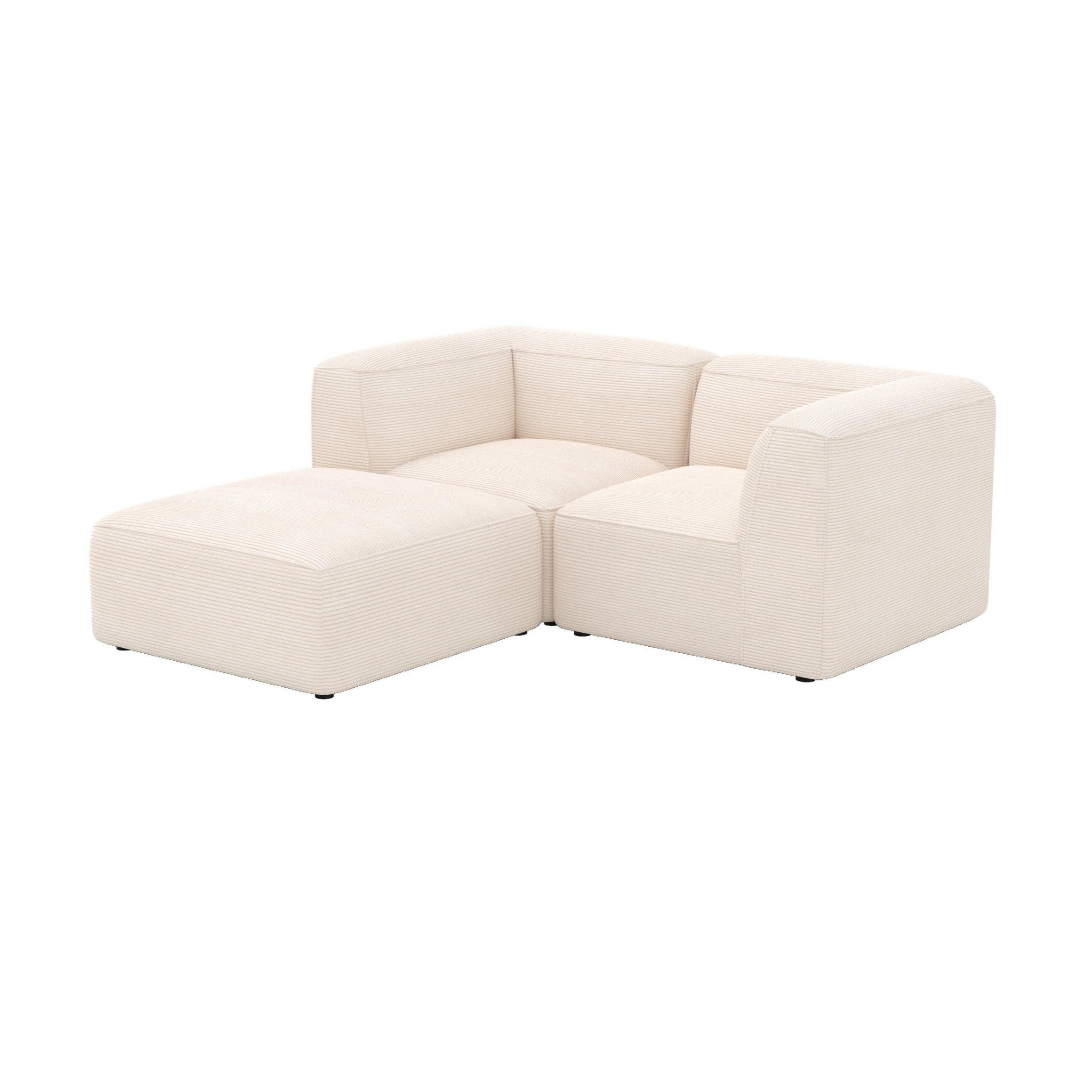 MAISON PAVANE Canapé modulable en velours blanc 2 places avec pouf-mina
