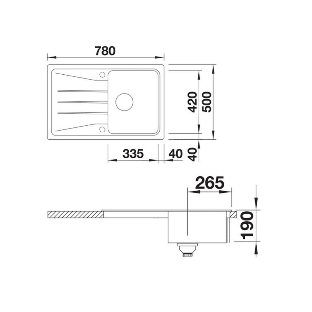 Blanco Evier à encastrer 45cm avec siphon - 525971