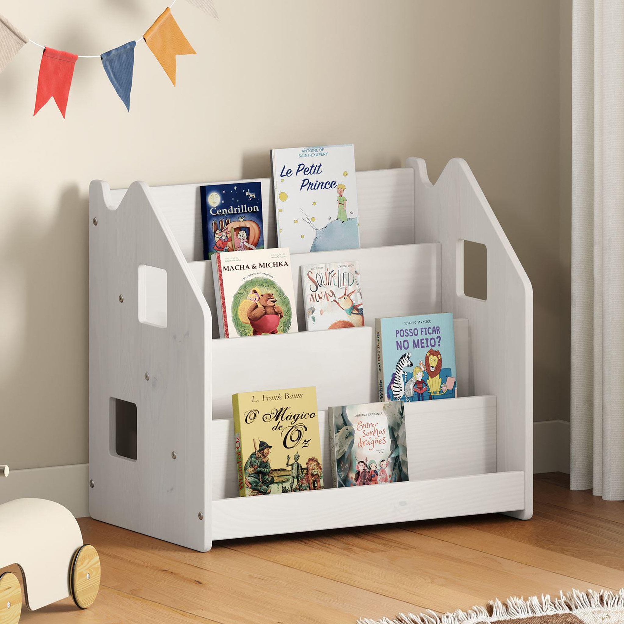 Voir la diapositive 2 : IDIMEX Bibliothèque enfant BRUNO en pin massif