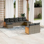 Voir la diapositive 1 : VIDAXL Salon de jardin 9 pcs avec coussins gris resine tressee
