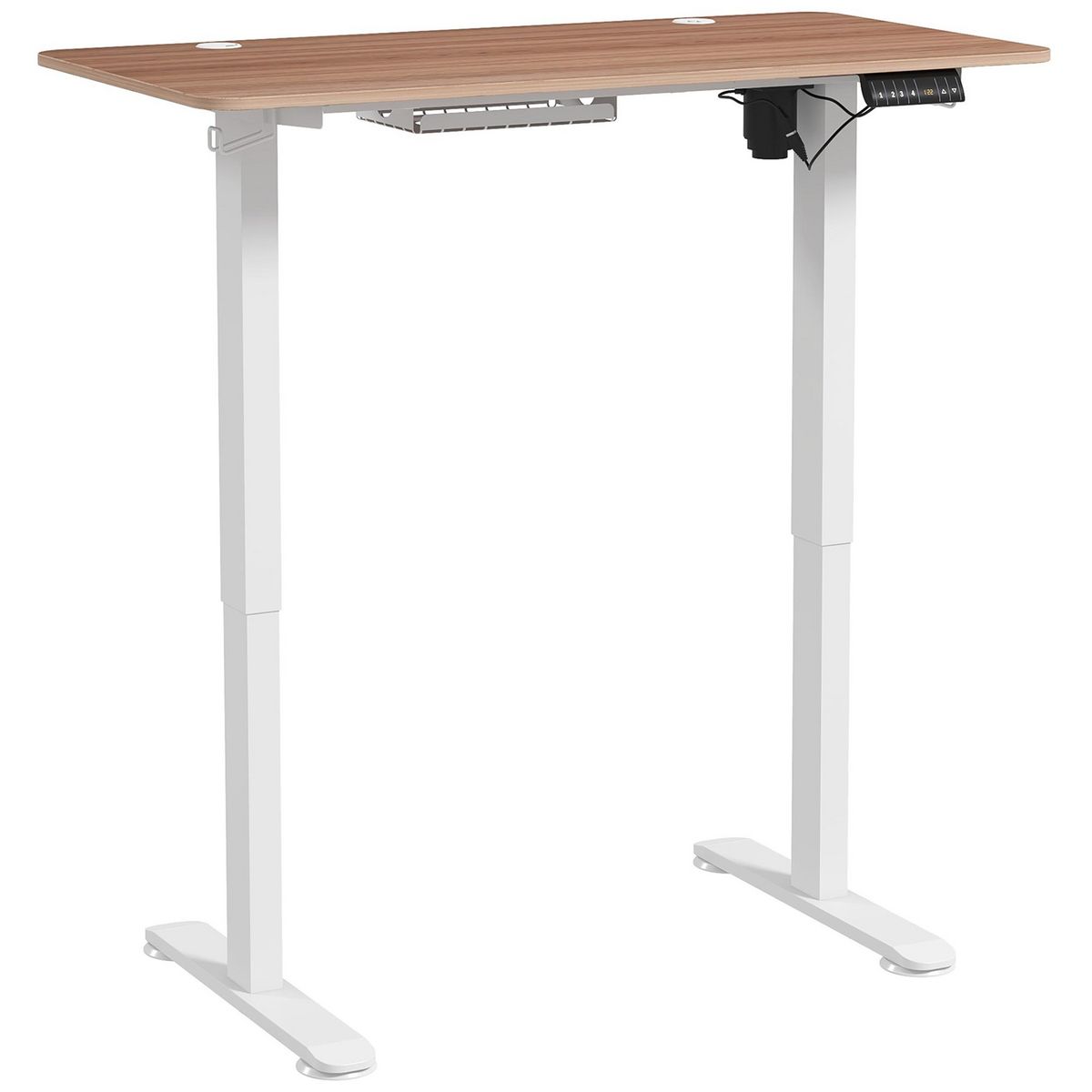 VINSETTO Bureau assis debout électrique - bureau réglable en hauteur - bureau électrique réglable - acier noir aspect bois chêne clair