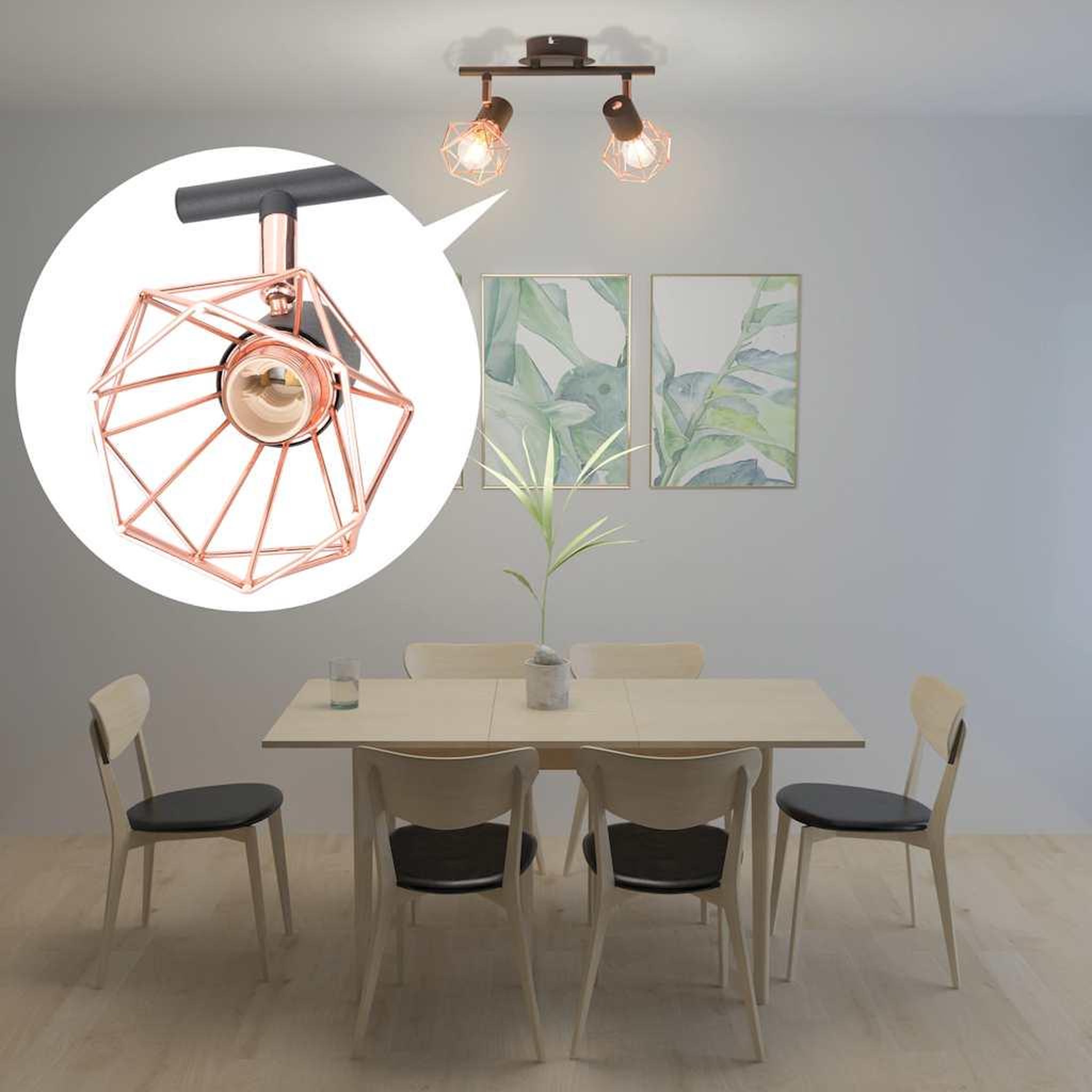 Voir la diapositive 1 : VIDAXL Plafonnier avec 2 ampoules LED a filament 8 W