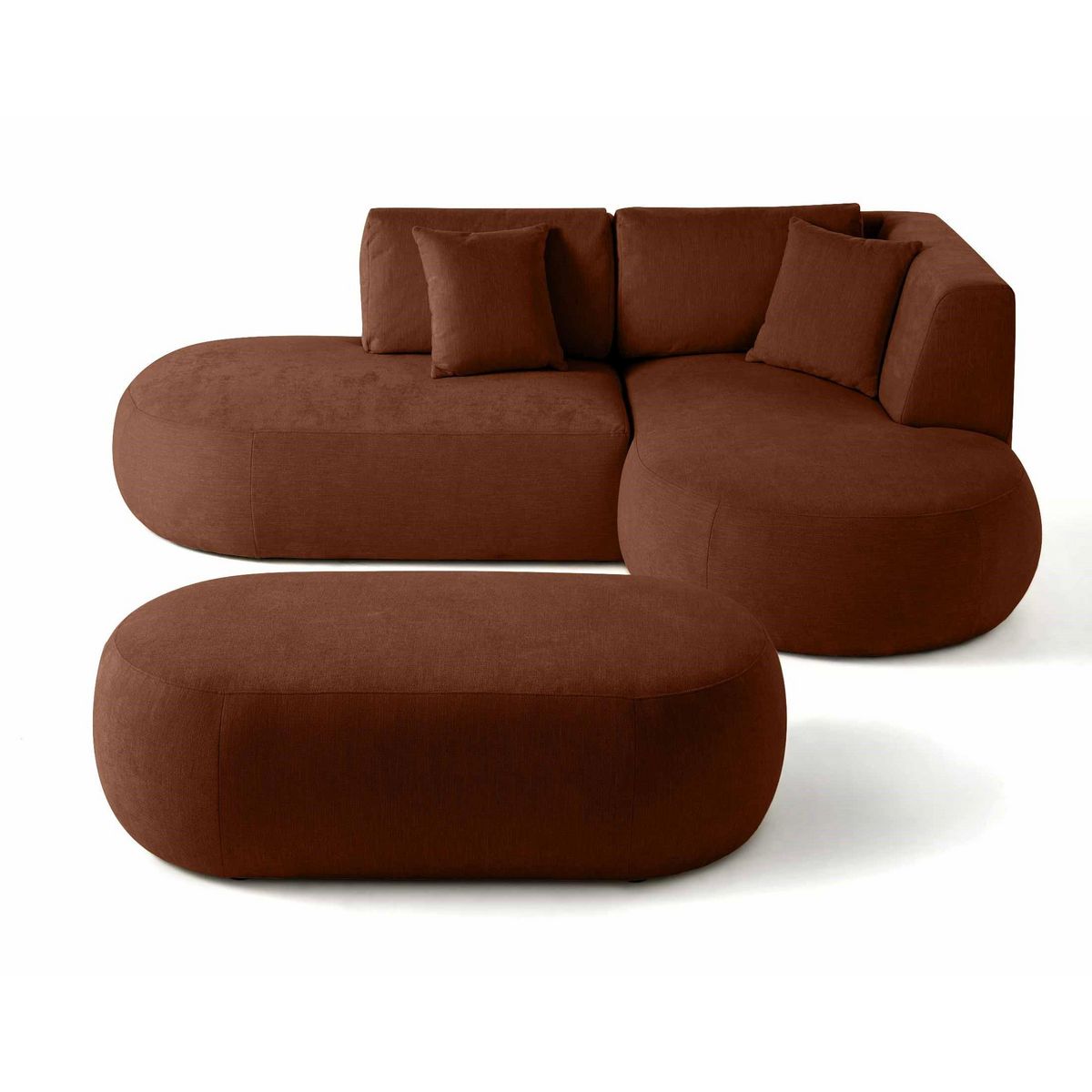 LISA DESIGN Santorini - canapé modulable d'angle droit + pouf - 4 places - en tissu texturé