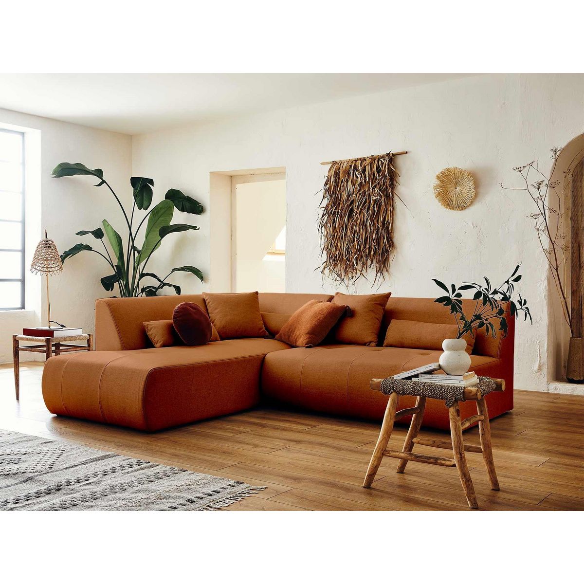 LISA DESIGN Onyx - canapé modulable d'angle gauche 5 places - en tissu