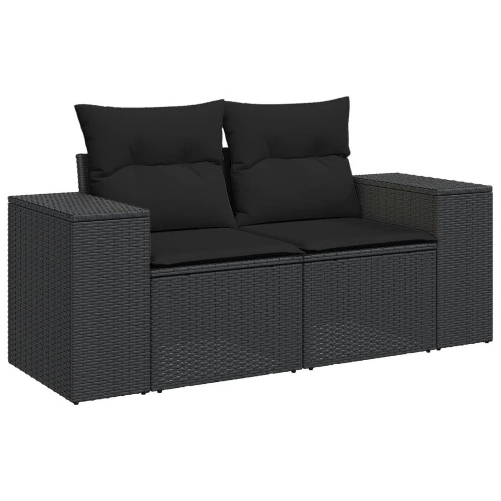 Voir la diapositive 4 : VIDAXL Salon de jardin 8 pcs avec coussins noir resine tressee