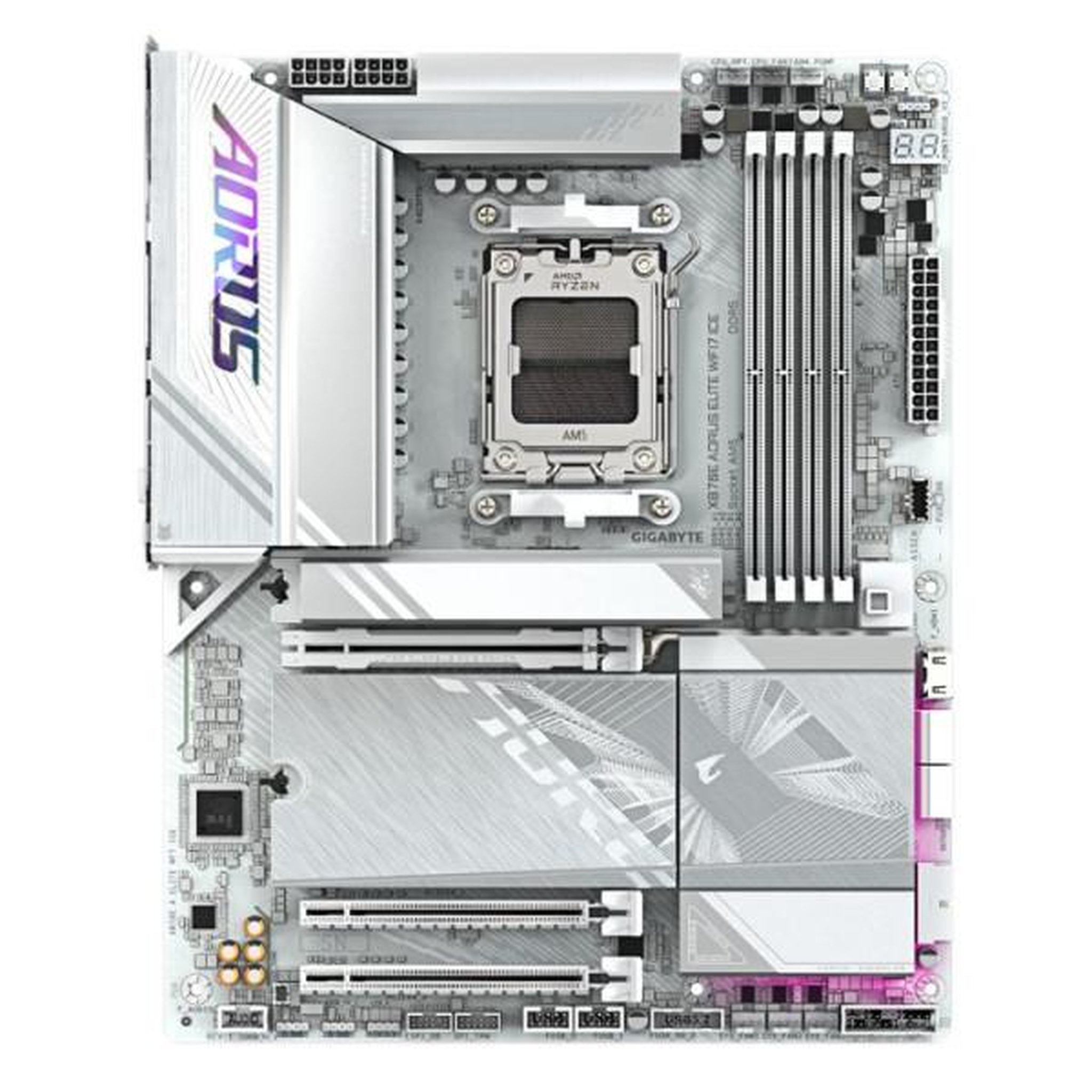 Voir la diapositive 2 : Gigabyte Carte mere - GIGABYTE - X870E A ELITE WF7 ICE - Format ATX - Chipset AMD X870E - DDR5 & PCIe 5.0 - WiFi 7