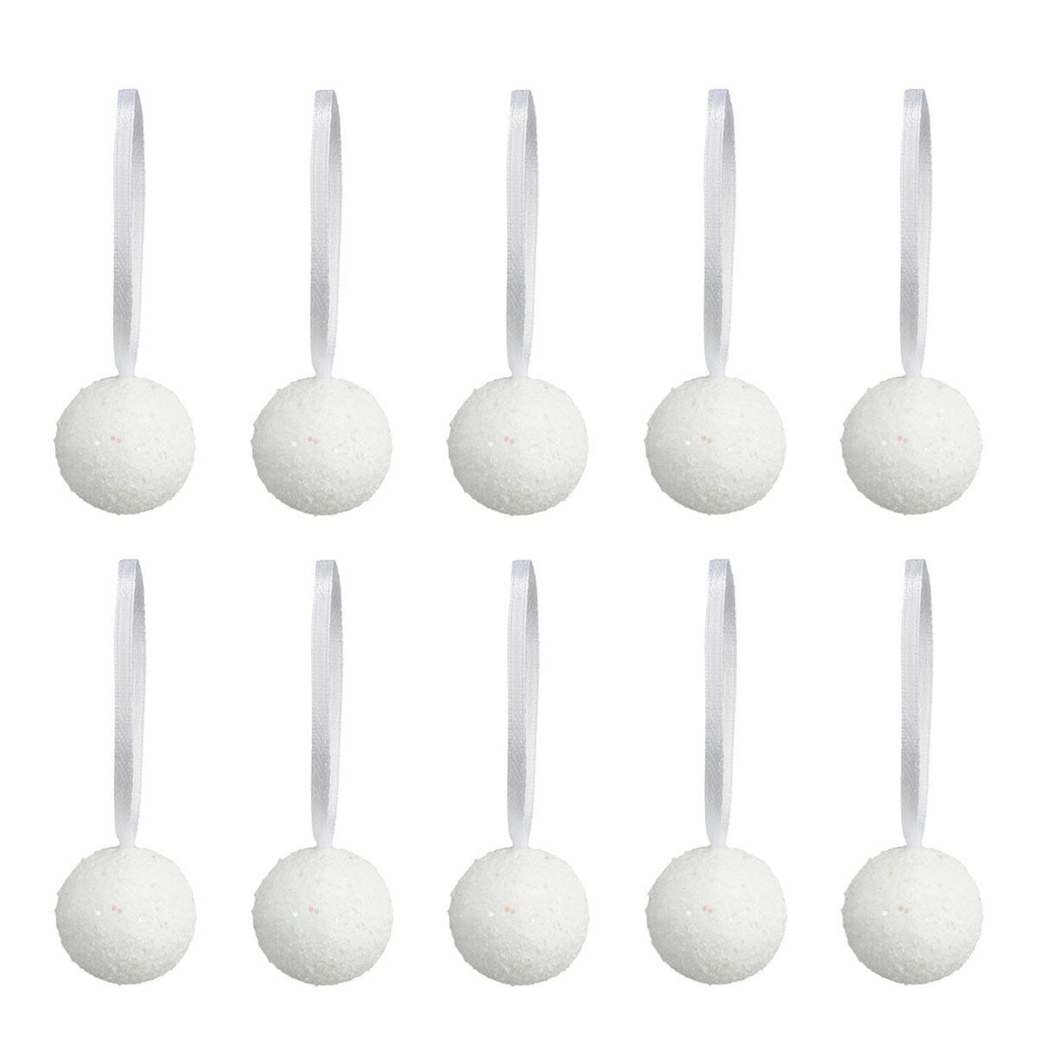 FEERIC LIGHT & CHRISTMAS Lot de 10 Boules de Noël  Polaire  6cm Blanc