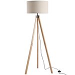 homcom lampadaire trépied style scandinave 40 w max. dim. 45l x 45l x 152h cm bois de pin lin beige