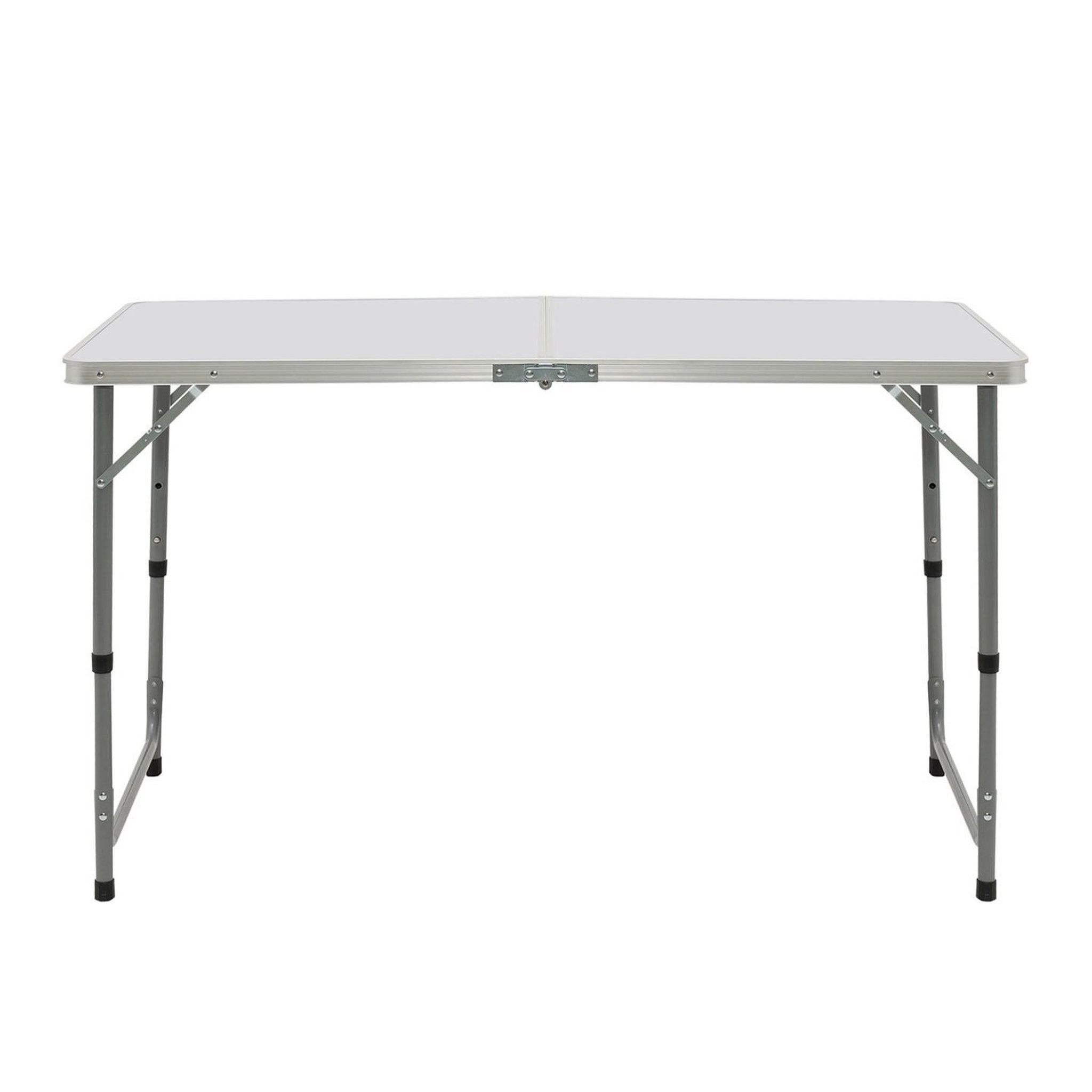 Voir la diapositive 5 : ID MARKET Table de camping pliante d'appoint 120 cm réglable en hauteur et 4 tabourets blancs
