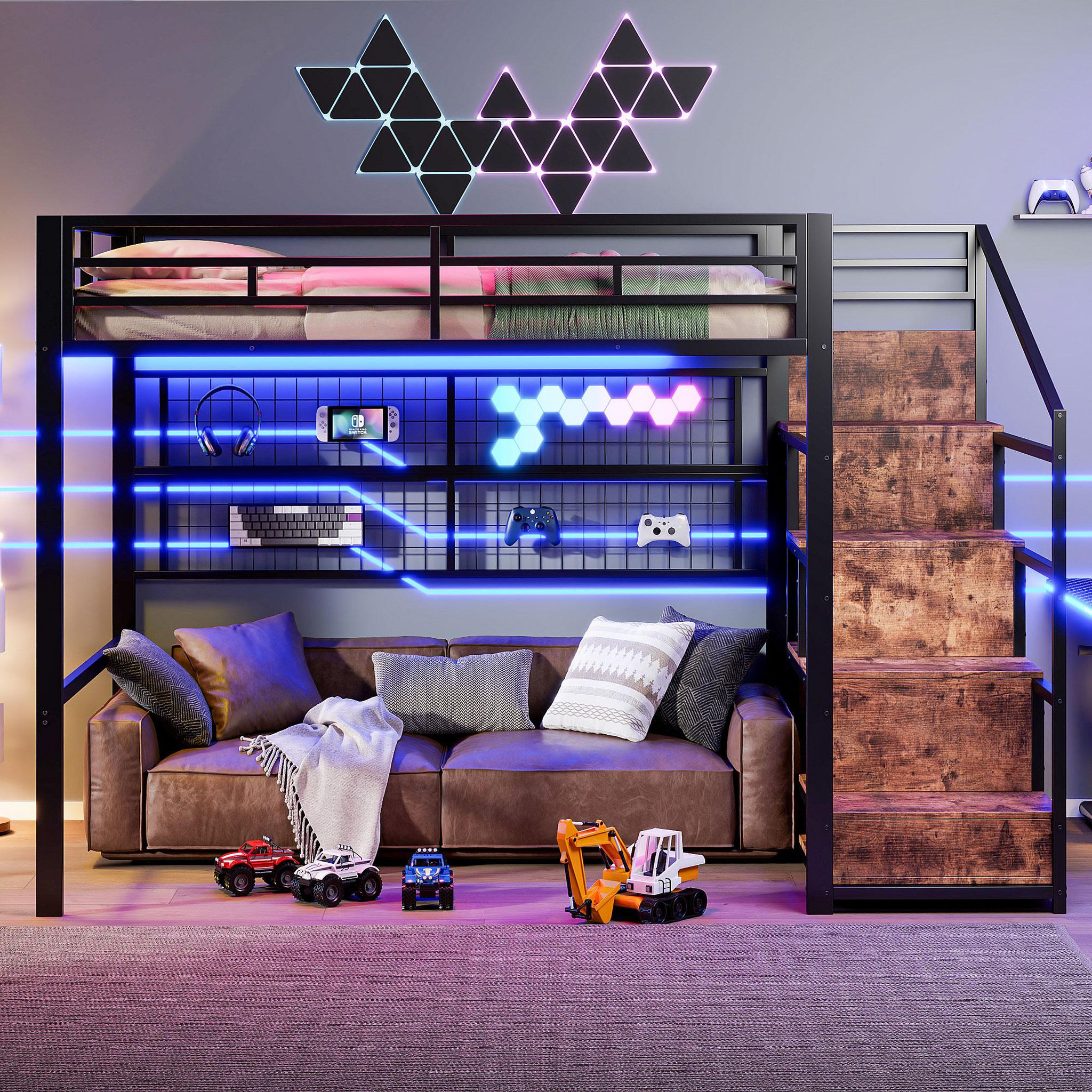 Voir la diapositive 4 : MERAX Lit mezzanine 140x200cm