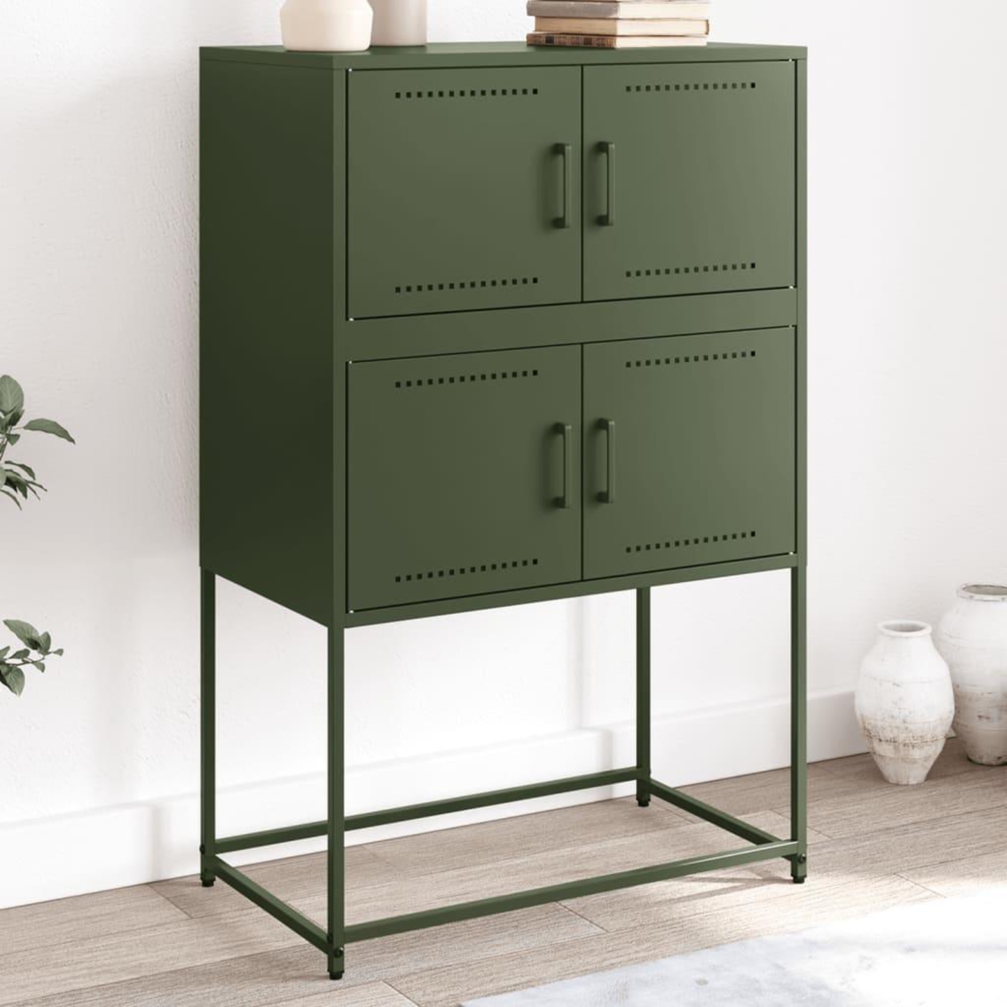 VIDAXL Buffet vert olive 68,5x38,5x107 cm acier