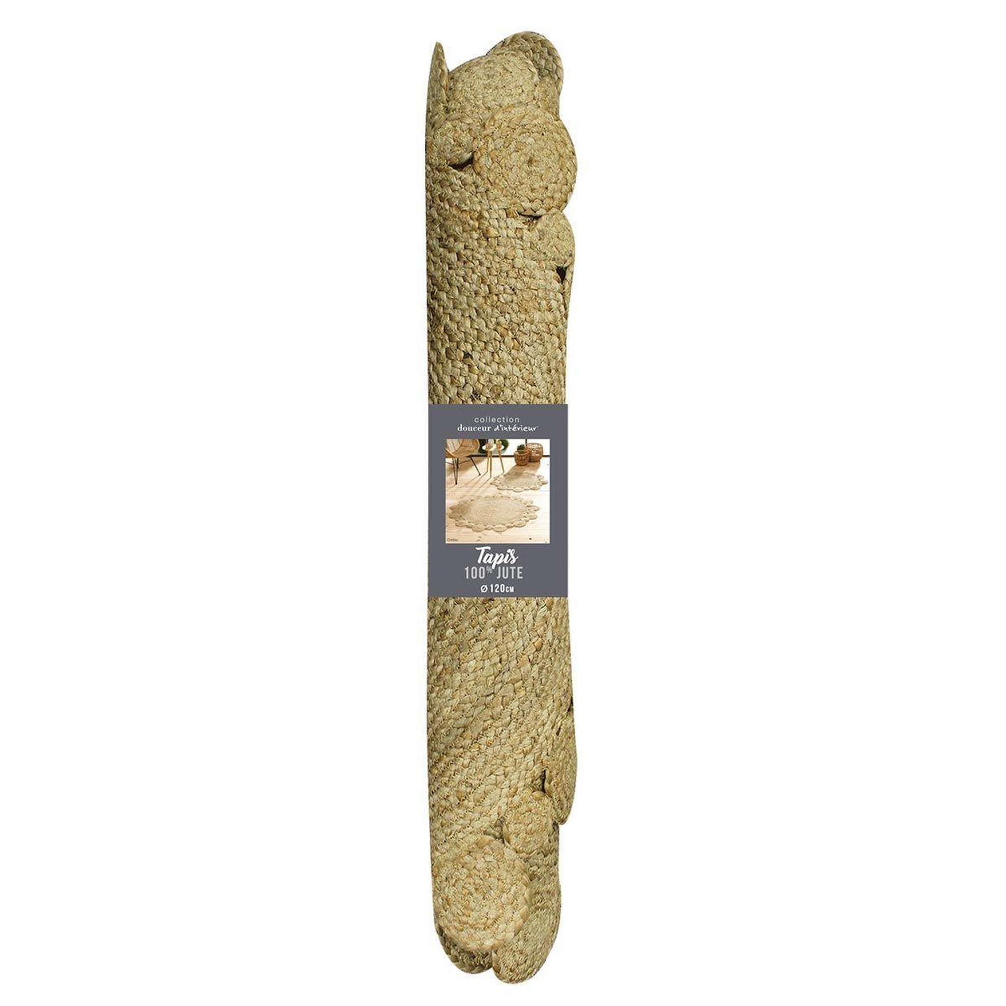 Voir la diapositive 3 : Douceur d'Intérieur Tapis déco rond en jute  cordou  120cm naturel