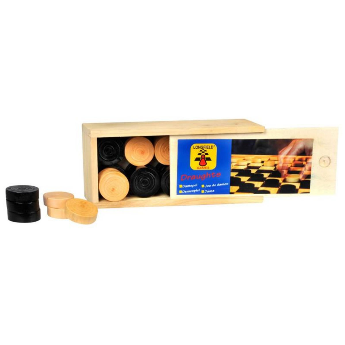 Longfield Games LONGFIELD GAMES Pions de jeu de dames avec boite de rangement Longfield