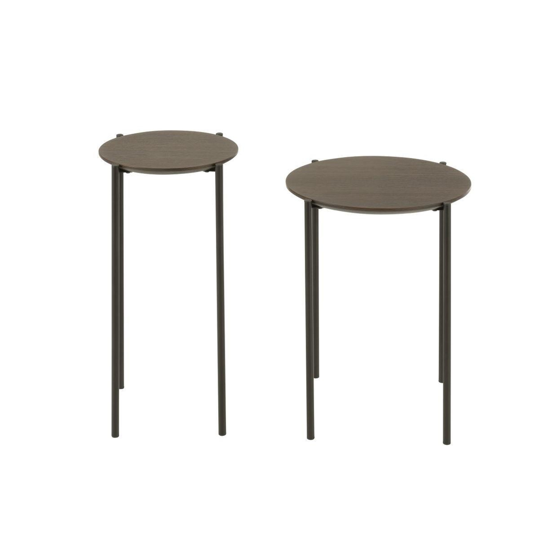 Voir la diapositive 2 : J-LINE Lot de 2 tables d'appoint gigognes  rodolfo  55cm marron foncé