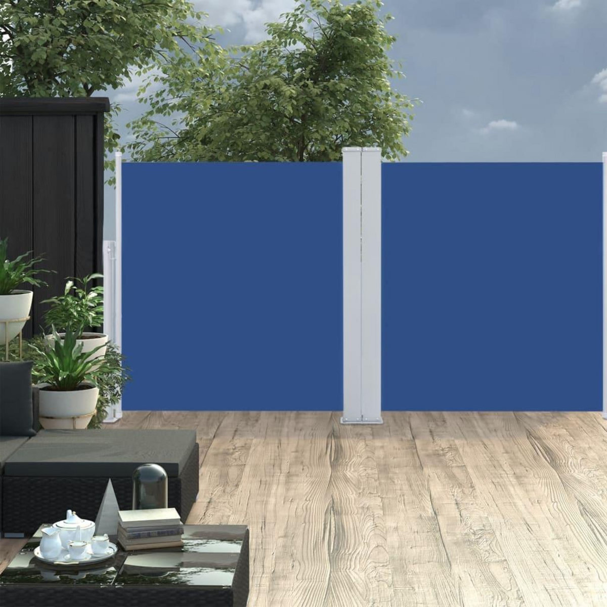 VIDAXL Auvent lateral retractable Bleu 100 x 600 cm