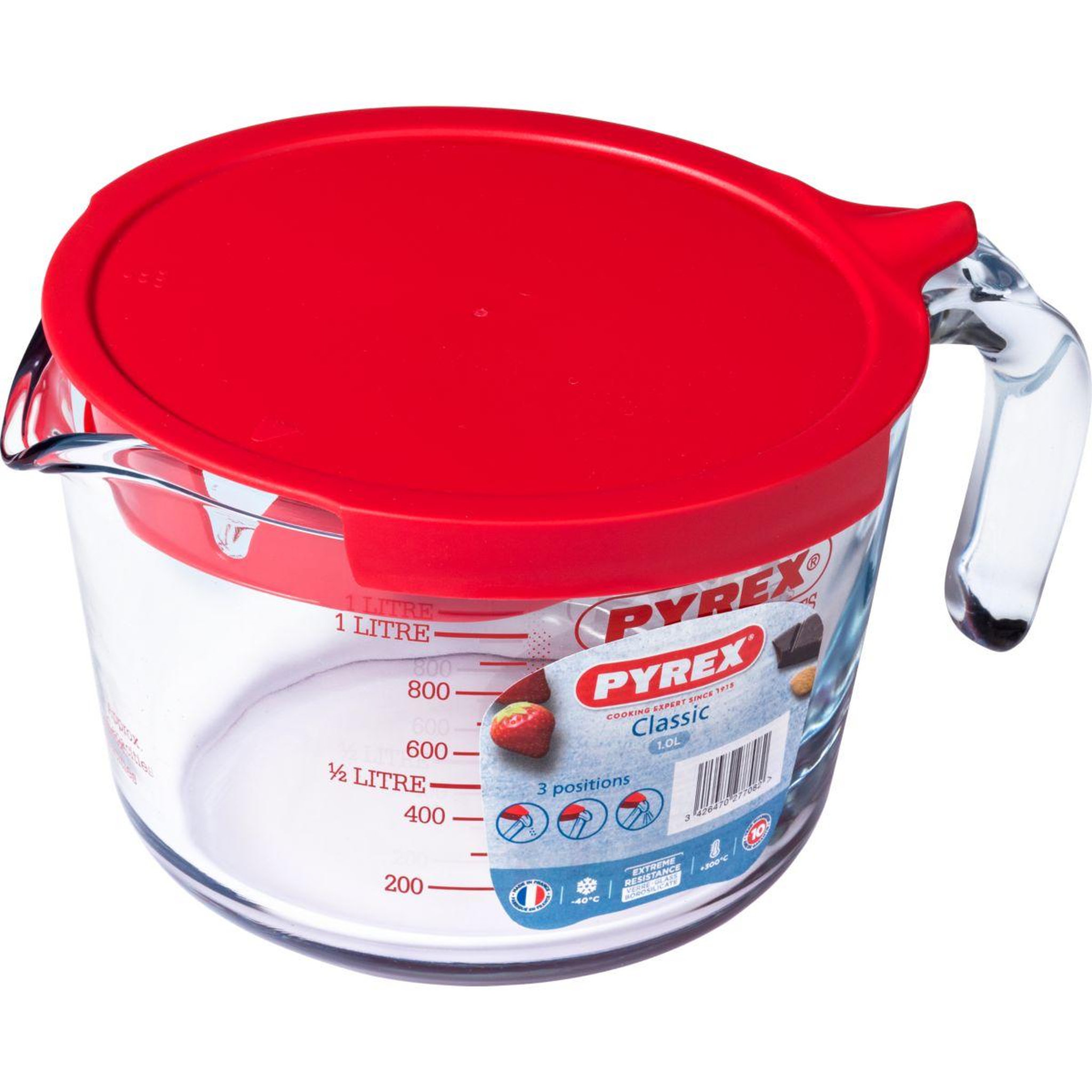 Voir la diapositive 2 : PYREX Verre doseur mesureur 1L + couvercle Classique