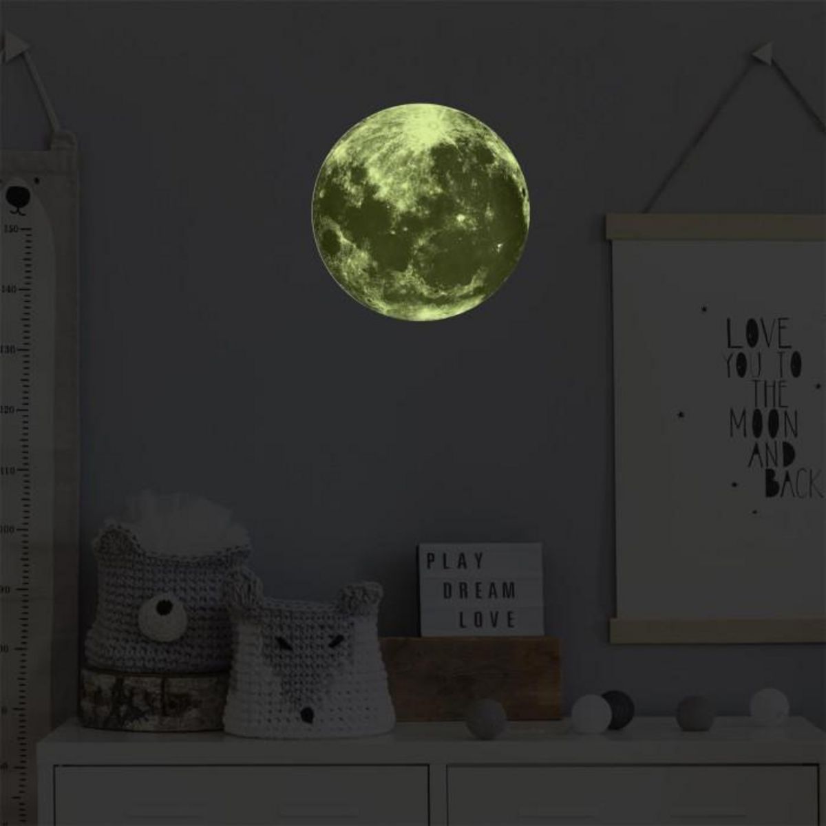 Paris Prix Sticker Mural Phosphorescent  Lune  25cm Vert