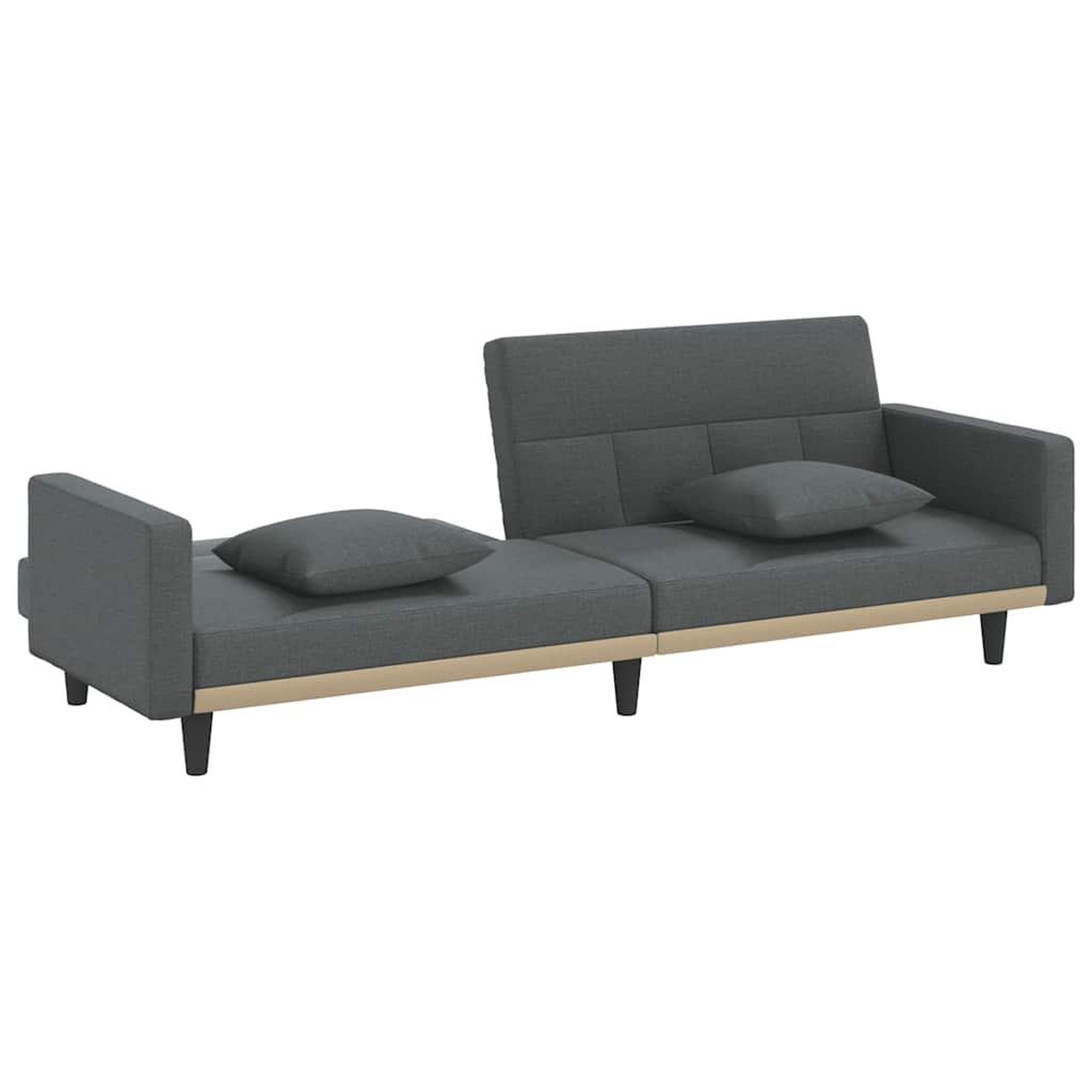Voir la diapositive 5 : VIDAXL Canape-lit avec coussins gris fonce tissu