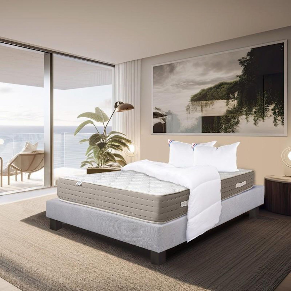 LUXURY LITERIE Ensemble literie ressorts, Dreamlux Ferme, Gris