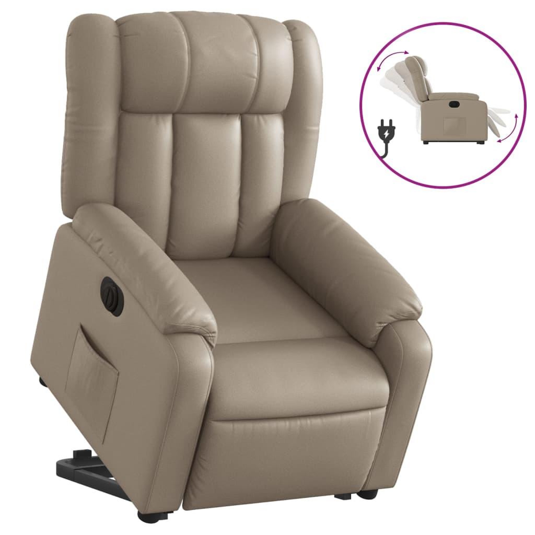 Voir la diapositive 2 : VIDAXL Fauteuil inclinable electrique cappuccino similicuir