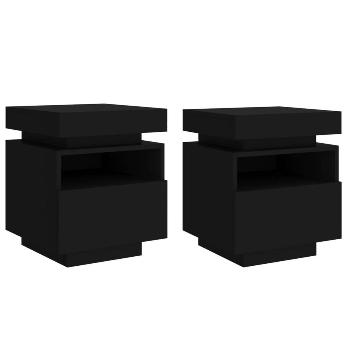 VIDAXL Armoires de chevet avec lumieres LED 2 pcs noir 40x39x48,5 cm