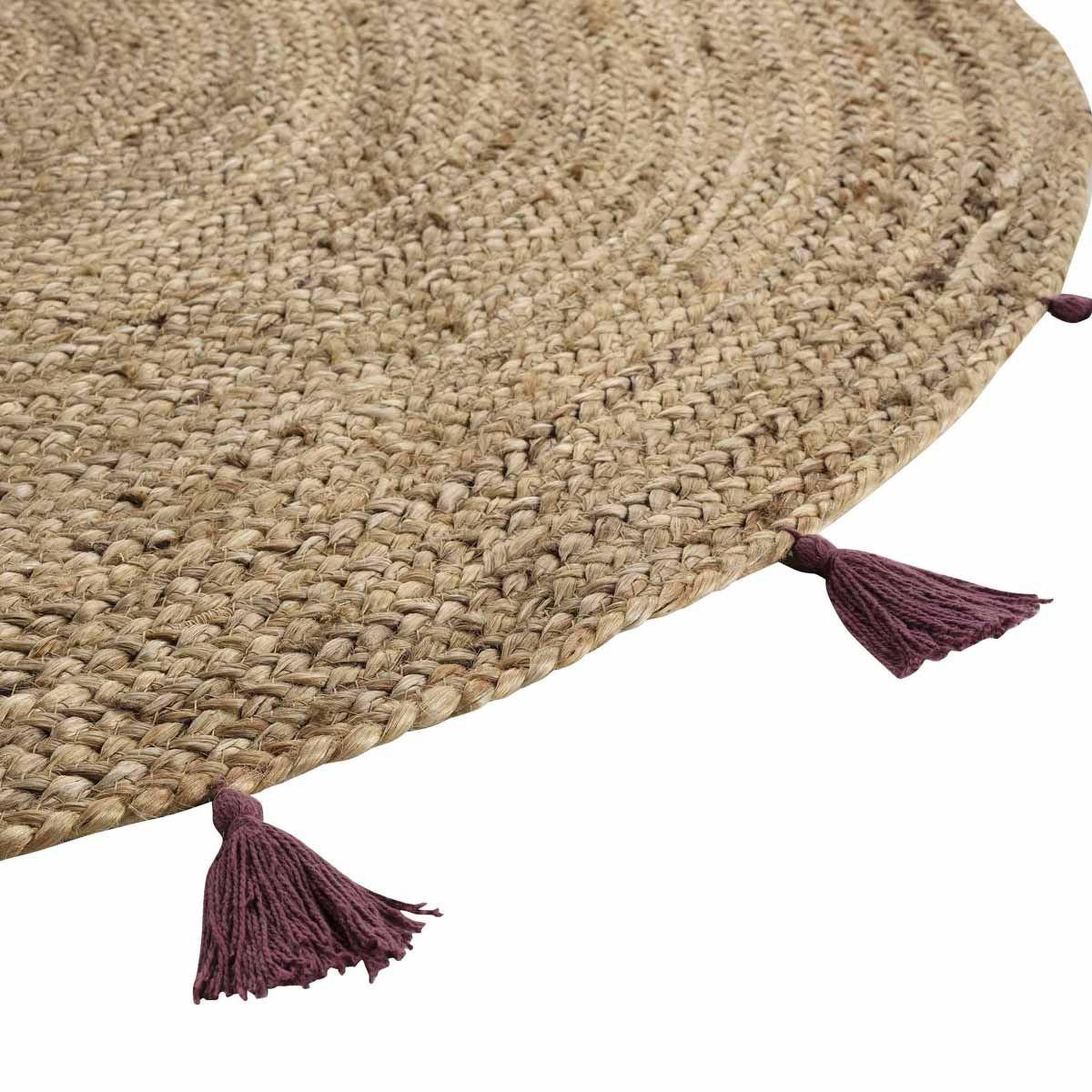 Voir la diapositive 2 : Douceur d'Intérieur Tapis déco rond en jute  shira  120cm bordeaux