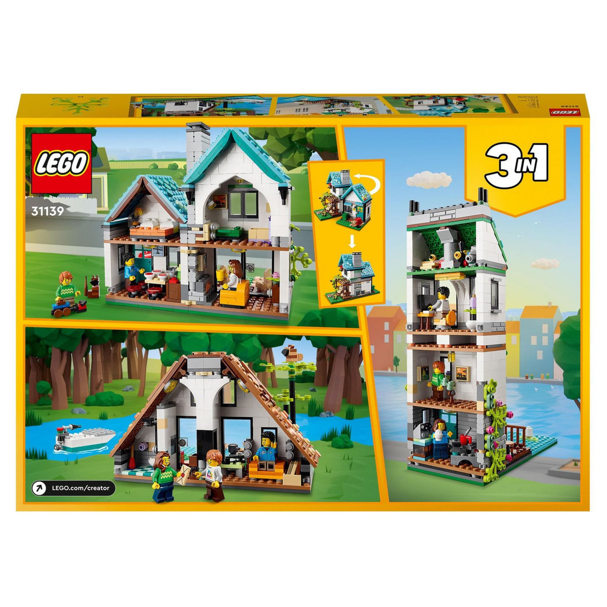 LEGO Creator 31139 - La maison accueillante Kit de Construction de Maquettes avec 3 Habitations Différentes