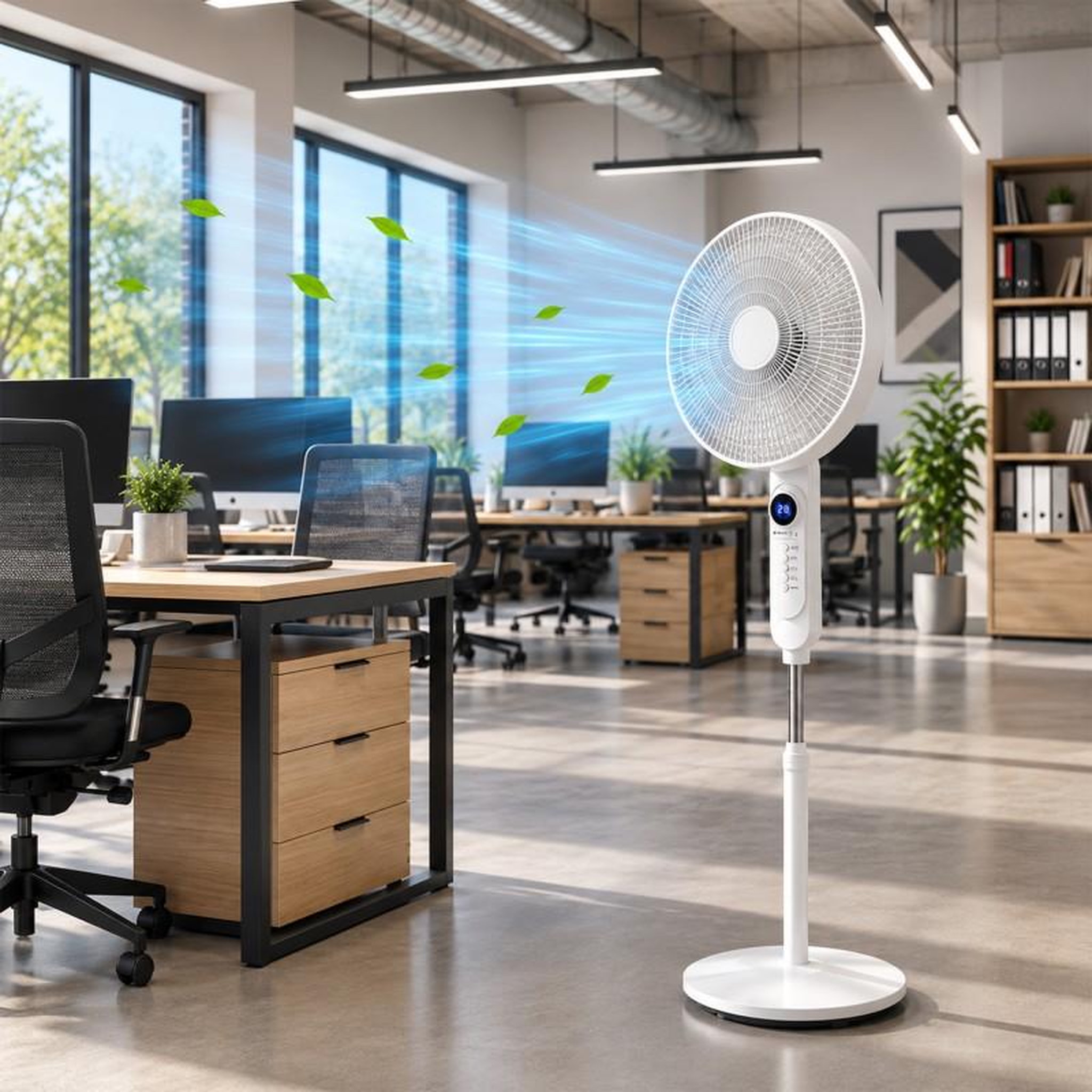 Voir la diapositive 4 : Ventilateur Sur Pied Avec Télécommande Et écran Led 40 Cm – 45w