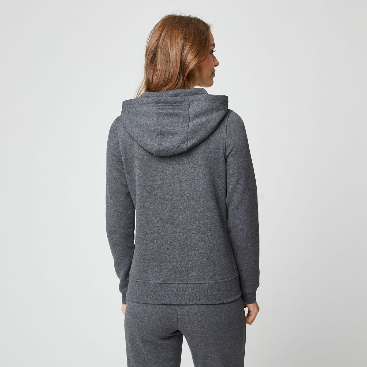 IN EXTENSO Sweat de sport zippé à capuche gris chiné femme