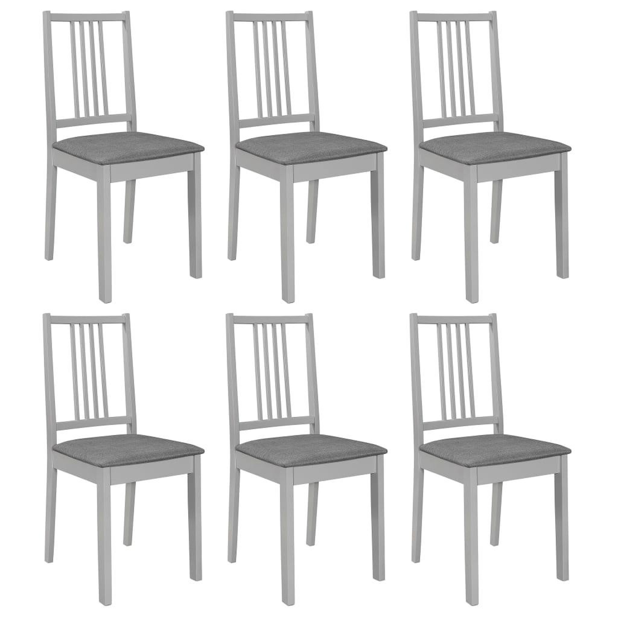 VIDAXL Chaises a manger avec coussins lot de 6 gris bois solide