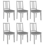 VIDAXL Chaises a manger avec coussins lot de 6 gris bois solide