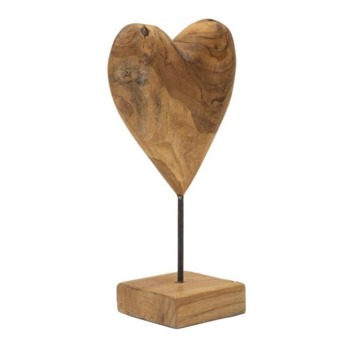 Paris Prix Objet Déco en Teck  Cœur  37cm Naturel