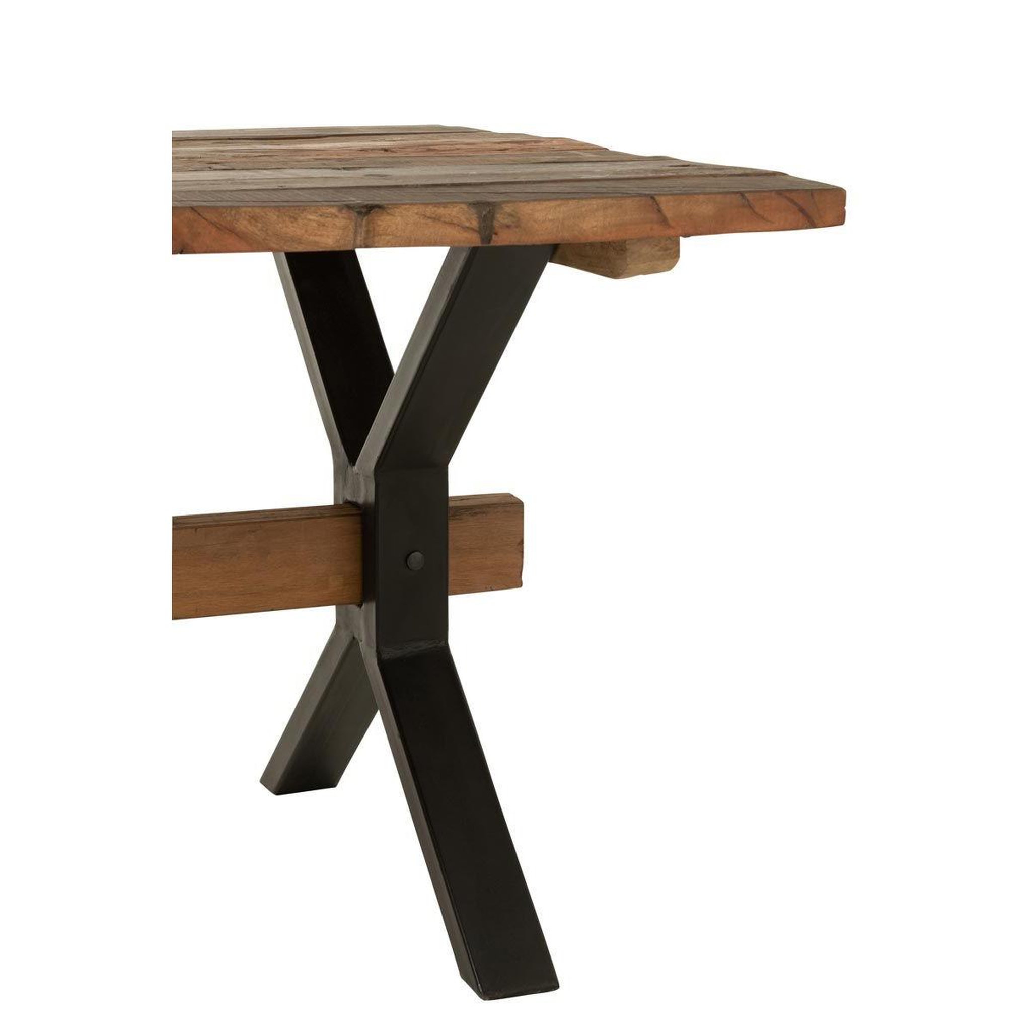Voir la diapositive 5 : J-LINE Table à manger en bois vieilli  fannie  180cm marron
