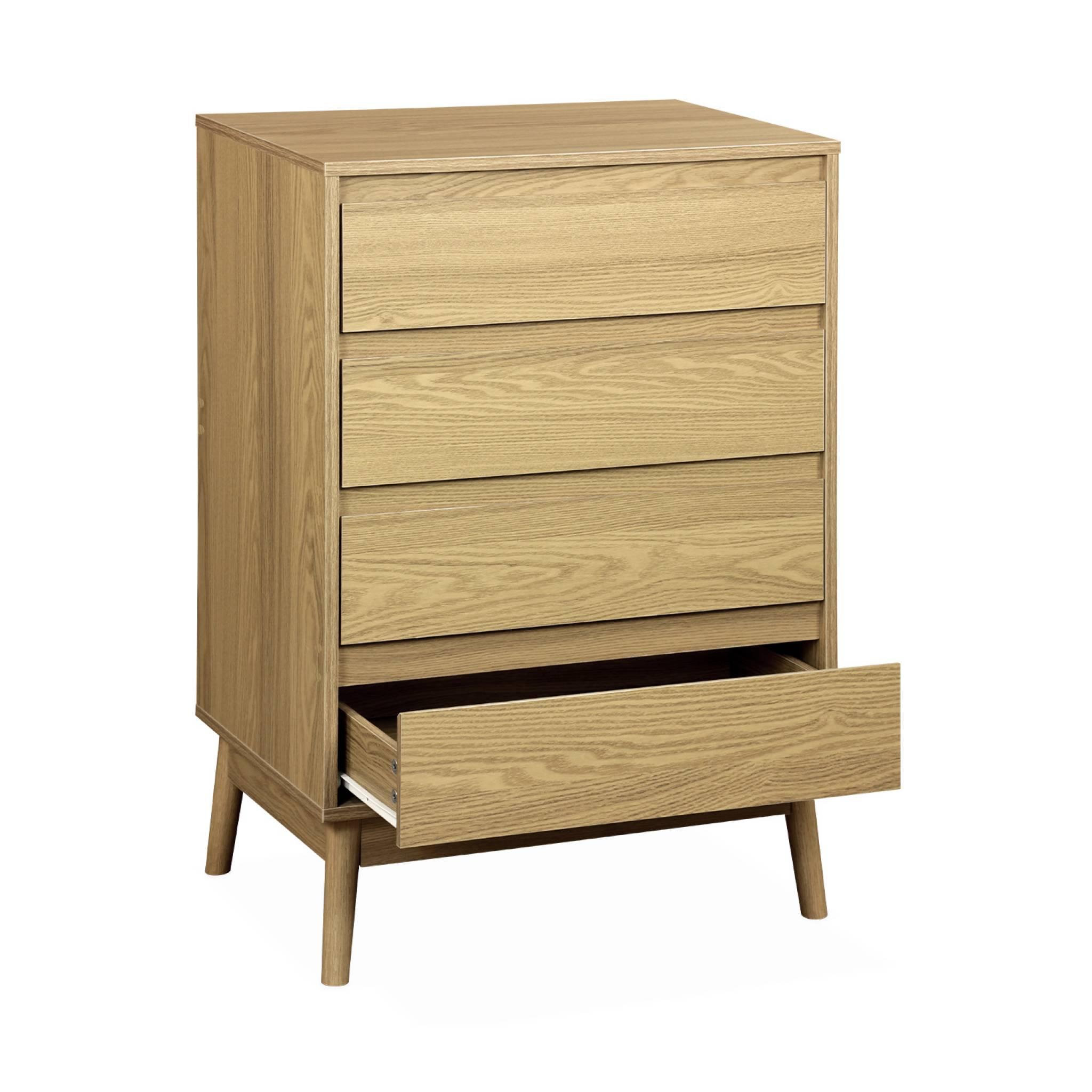 Voir la diapositive 3 : SWEEEK Commode de rangement décor bois. 4 tiroirs