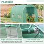 Voir la diapositive 6 : OUTSUNNY Serre de jardin tunnel 6 m² 3L x 2l x 1,9H m acier galvanisé renforcé diamètre 2,4 cm + PE haute densité fenêtres porte vert