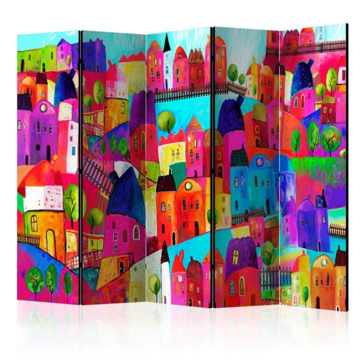 Paris Prix Paravent 5 Volets  Rainbow Hued Town  172x225cm